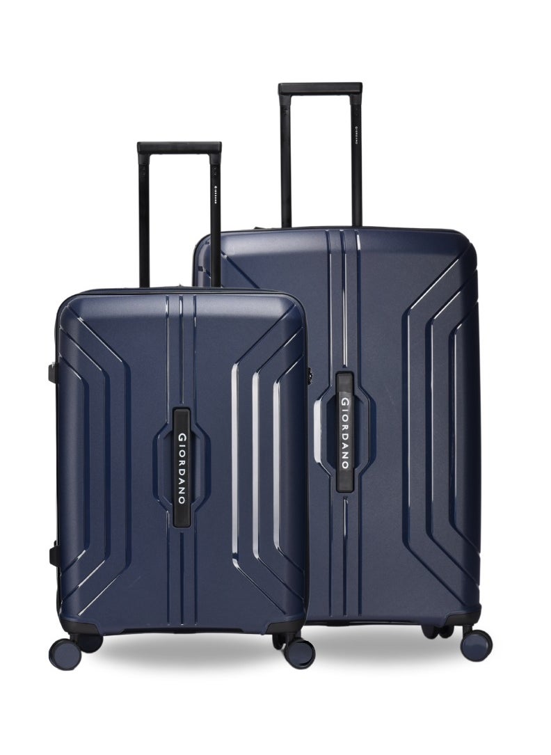 GIORDANO - Giordano Luggage Sets of 2 Hard Shell PP Durable Lightweight Checked Suitcase with Double Spinner Wheels, Secure Combination Lock Travel Bag, Unbreakable Hardcase Suitcase 2 Pcs Navy (M+L) - Image 1