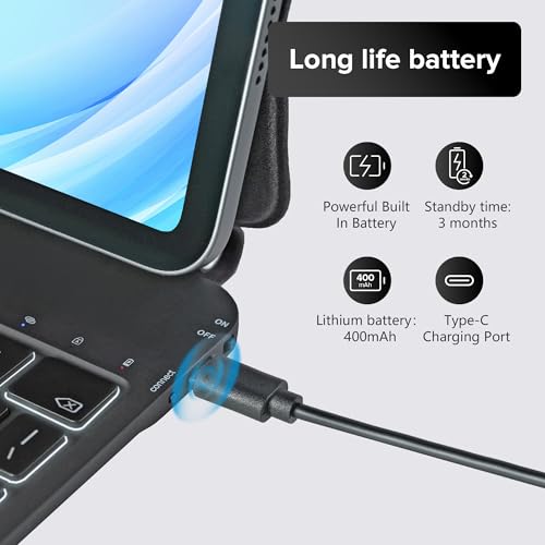 QUARK Magic Keyboard Case for iPad Pro 11-inch (M4,2024), Keyboard Case for iPad Pro 11 with Multi-Touch Trackpad, Easy-Set Magnetic Stand, Backlit Keys, Black - Image 4