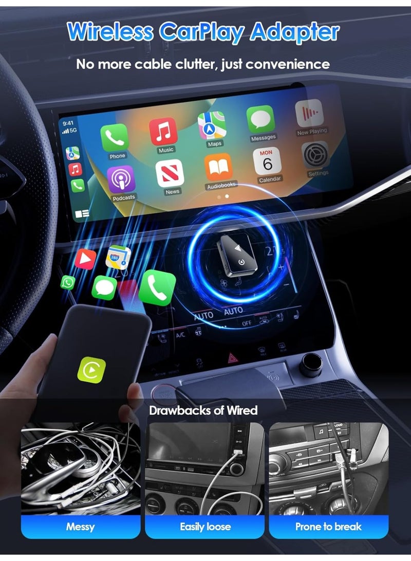 محول 2 في 1 يحوّل كار بلاي السلكي إلى CarPlay لاسلكي ويدعم كاربلاي و Android Auto، دونجل للتوصيل والتشغيل مع اتصال سريع وبث سلس، متوافق مع آيفون وأندرويد - Image 3