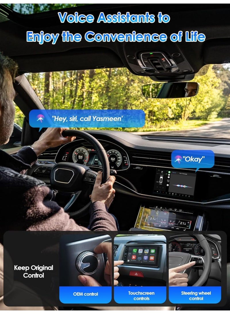محول 2 في 1 يحوّل كار بلاي السلكي إلى CarPlay لاسلكي ويدعم كاربلاي و Android Auto، دونجل للتوصيل والتشغيل مع اتصال سريع وبث سلس، متوافق مع آيفون وأندرويد - Image 5