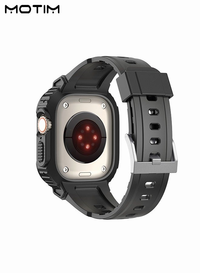 كيلا جراب متين من Armor لسوار ساعة Apple Watch مع حزام 44 مم/45 مم، حزام بديل مقاوم للصدمات مع غطاء ممتص للصدمات لـ iWatch SE2 SE Series 9/8/7/6/5/4/Ultra - Image 2