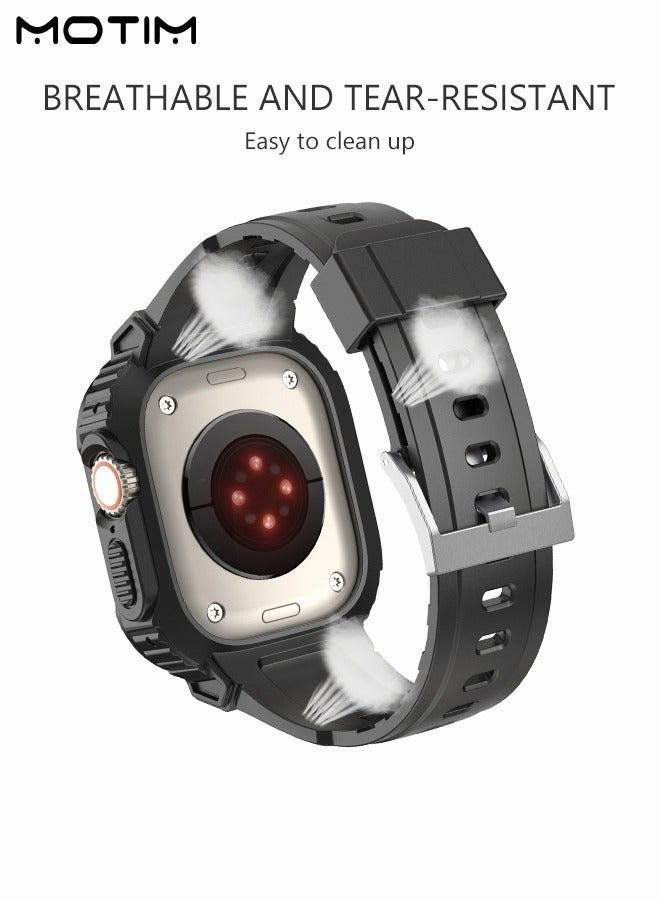 كيلا جراب متين من Armor لسوار ساعة Apple Watch مع حزام 44 مم/45 مم، حزام بديل مقاوم للصدمات مع غطاء ممتص للصدمات لـ iWatch SE2 SE Series 9/8/7/6/5/4/Ultra - Image 5