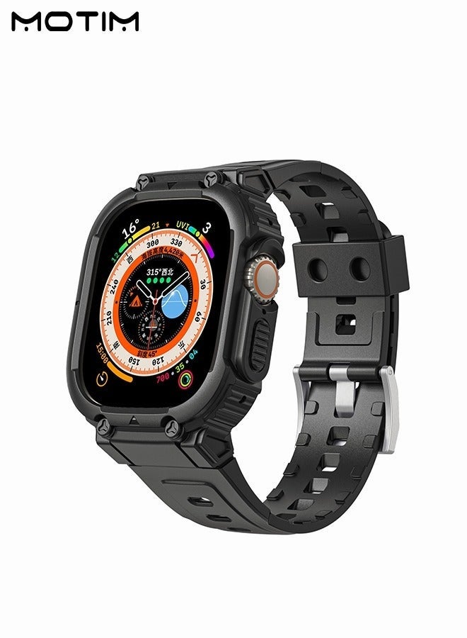 كيلا جراب متين من Armor لسوار ساعة Apple Watch مع حزام 44 مم/45 مم، حزام بديل مقاوم للصدمات مع غطاء ممتص للصدمات لـ iWatch SE2 SE Series 9/8/7/6/5/4/Ultra - Image 1