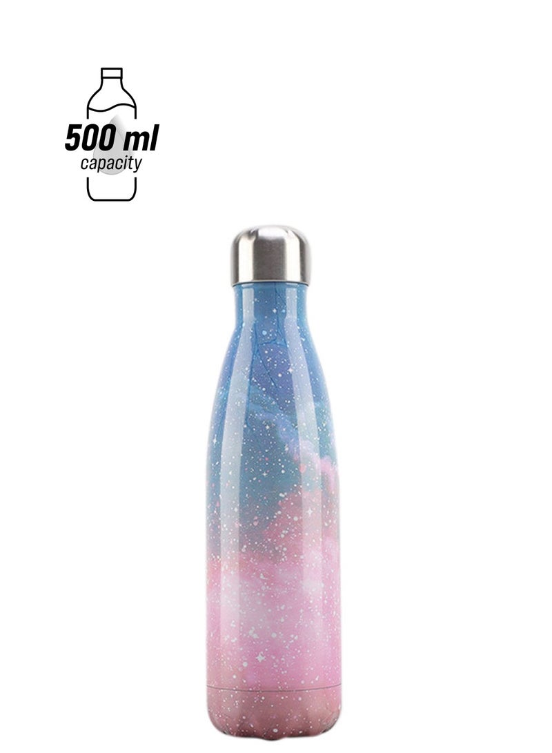 NIBEMINENT Vacuum Insulated Double Wall Stainless Steel Water Bottle Pink/Blue 28x7.5cm - Image 1