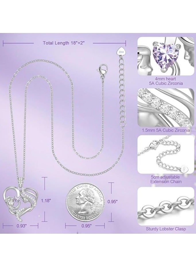 Zifeel Mother and Child Love Heart Pendant Necklace, Mothers Day Gift,  925 Sterling Silver Birthstone Necklace for Women, Mothers Day Valentines, Anniversary, Birthday,  Jewelry Gifts for Mom, Women, Wife Grandma... - Image 5