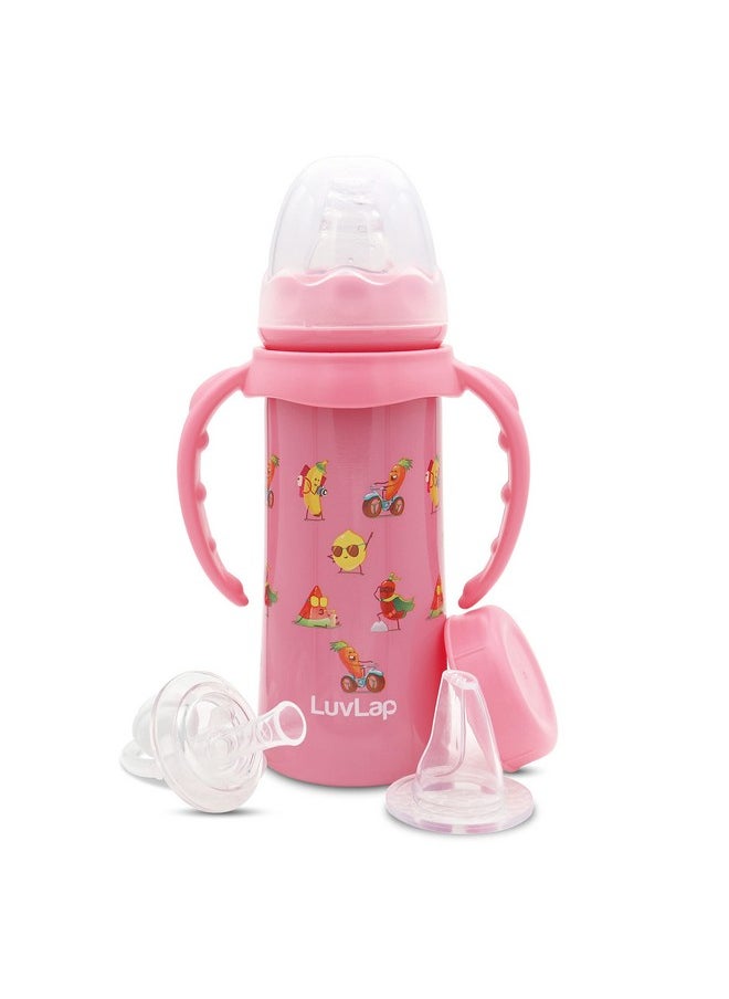 LuvLap 4 in 1 Slim Neck Steel Baby Bottle Cum Sipper with Handle (Pink) - pzsku/ZA560417C738B0DAC6738Z/45/_/1738305500/cd7570cf-2204-4336-9098-78e4a539db18