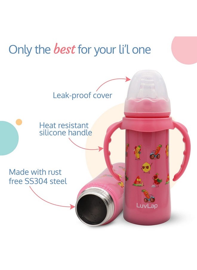 LuvLap 4 in 1 Slim Neck Steel Baby Bottle Cum Sipper with Handle (Pink) - pzsku/ZA560417C738B0DAC6738Z/45/_/1738305501/835e2423-c63a-47db-8cf2-e5b41fbd5728