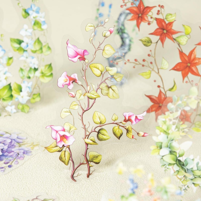 AuriicLeaf Floral Vine PET Stickers, 120 Pcs Large Botanical Ephemera for Scrapbooking, Journaling, DIY Crafting, and Art Supplies - Image 4