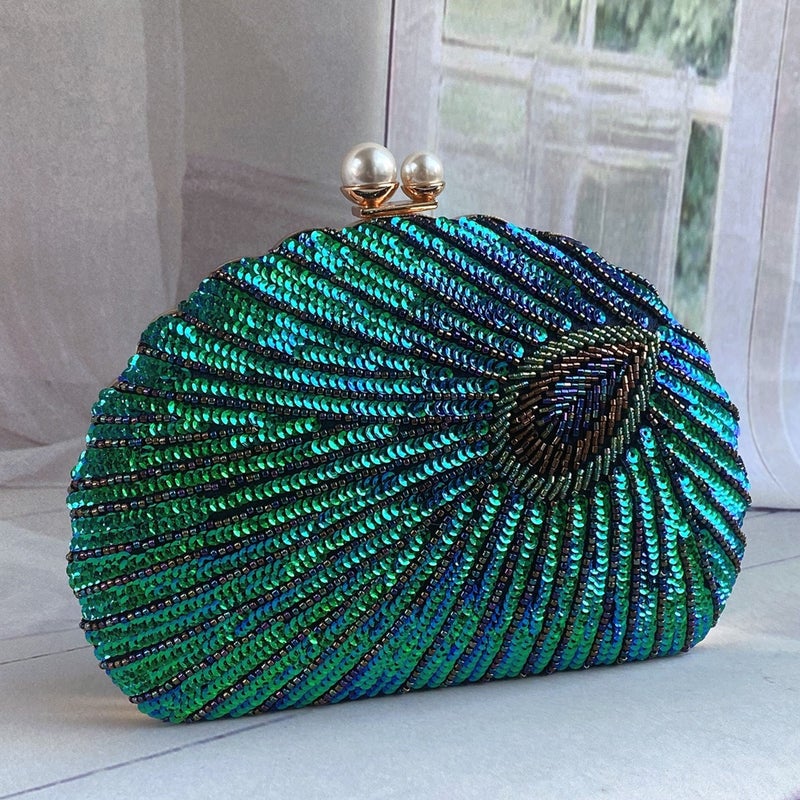 Vintage Chinese-Style Heavy Craft Beaded Embroidery Evening Clutch Evening Bag Cheongsam Clutch Shell Bag - Image 2