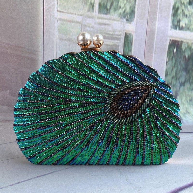 Vintage Chinese-Style Heavy Craft Beaded Embroidery Evening Clutch Evening Bag Cheongsam Clutch Shell Bag - Image 3