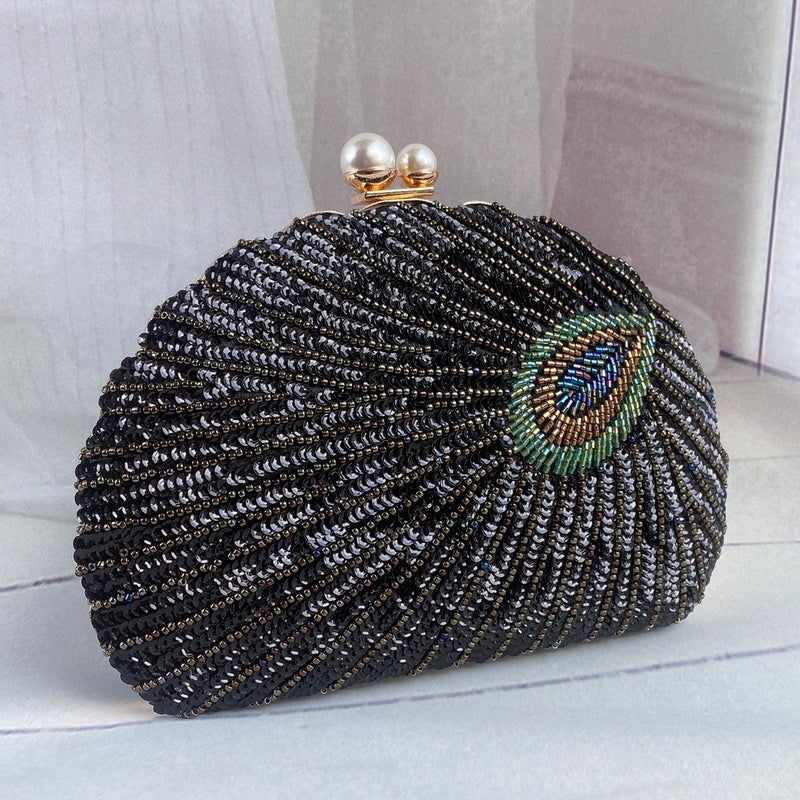Vintage Chinese-Style Heavy Craft Beaded Embroidery Evening Clutch Evening Bag Cheongsam Clutch Shell Bag - Image 4