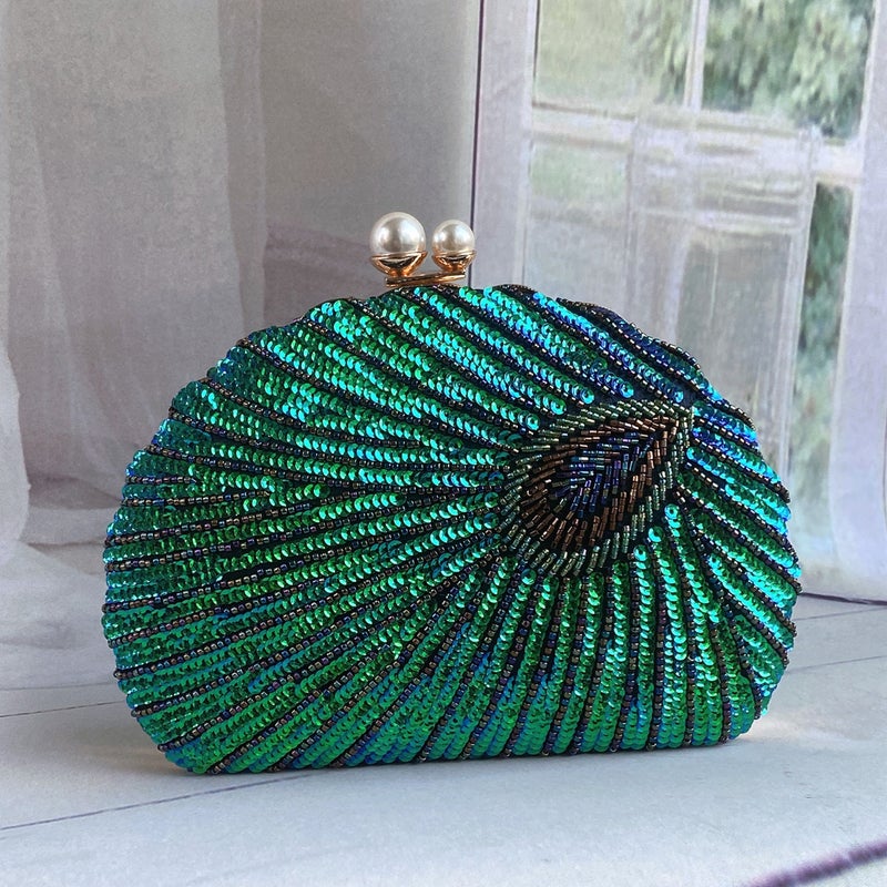 Vintage Chinese-Style Heavy Craft Beaded Embroidery Evening Clutch Evening Bag Cheongsam Clutch Shell Bag - Image 5
