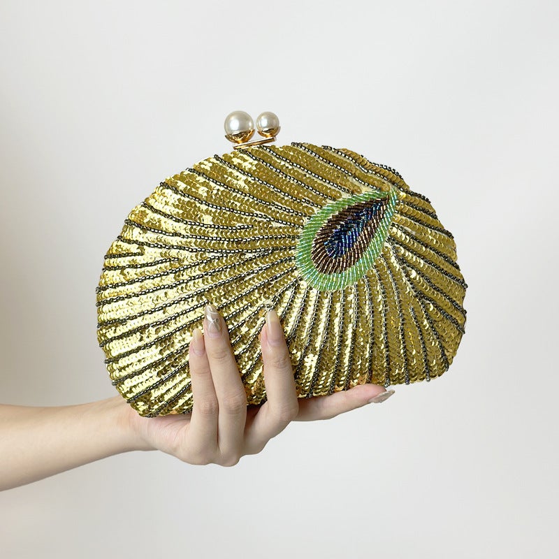 Vintage Chinese-Style Heavy Craft Beaded Embroidery Evening Clutch Evening Bag Cheongsam Clutch Shell Bag - Image 1