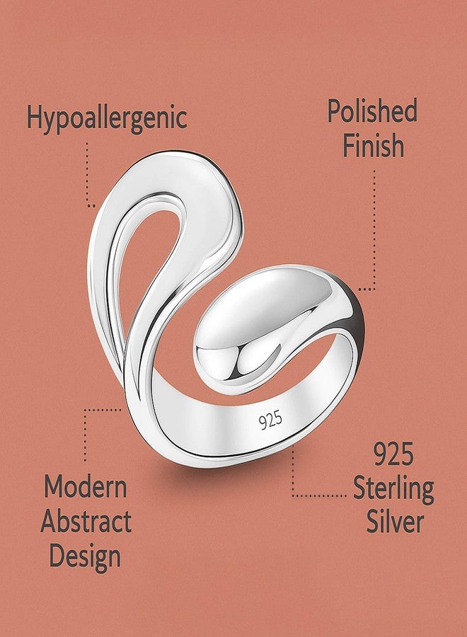 LeCalla Rings for Women | 925 Sterling Silver Chunky Teardrop Water Drop Ring | Open Adjustable Waterdrop Ring for Women(Size-7 No.) - Image 4