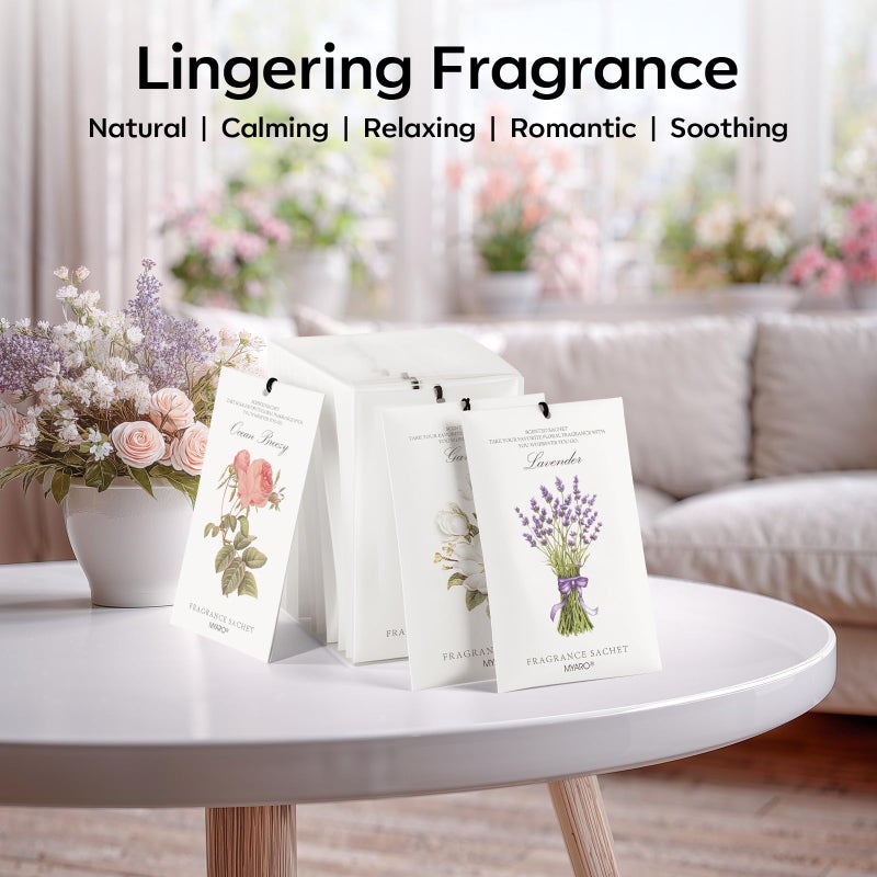MYARO 12 Packs Scented Sachets for Drawer and Closet, Long-Lasting Sachets Bags Home Fragrance 6 Scents Option- Lavender, Rose, Jasmine, Ocean, Gardenia, Lily - Image 5