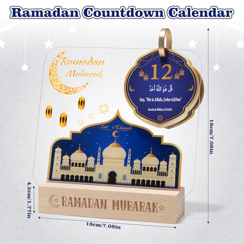 YLQQYL Ramadan Calendar Decorations,Upgrade the Bilingual Quran Quotations,Acrylic Eid Light with Countdown Calendar for Home Decor, Mubarak Gift for Table Centerpieces - Image 2