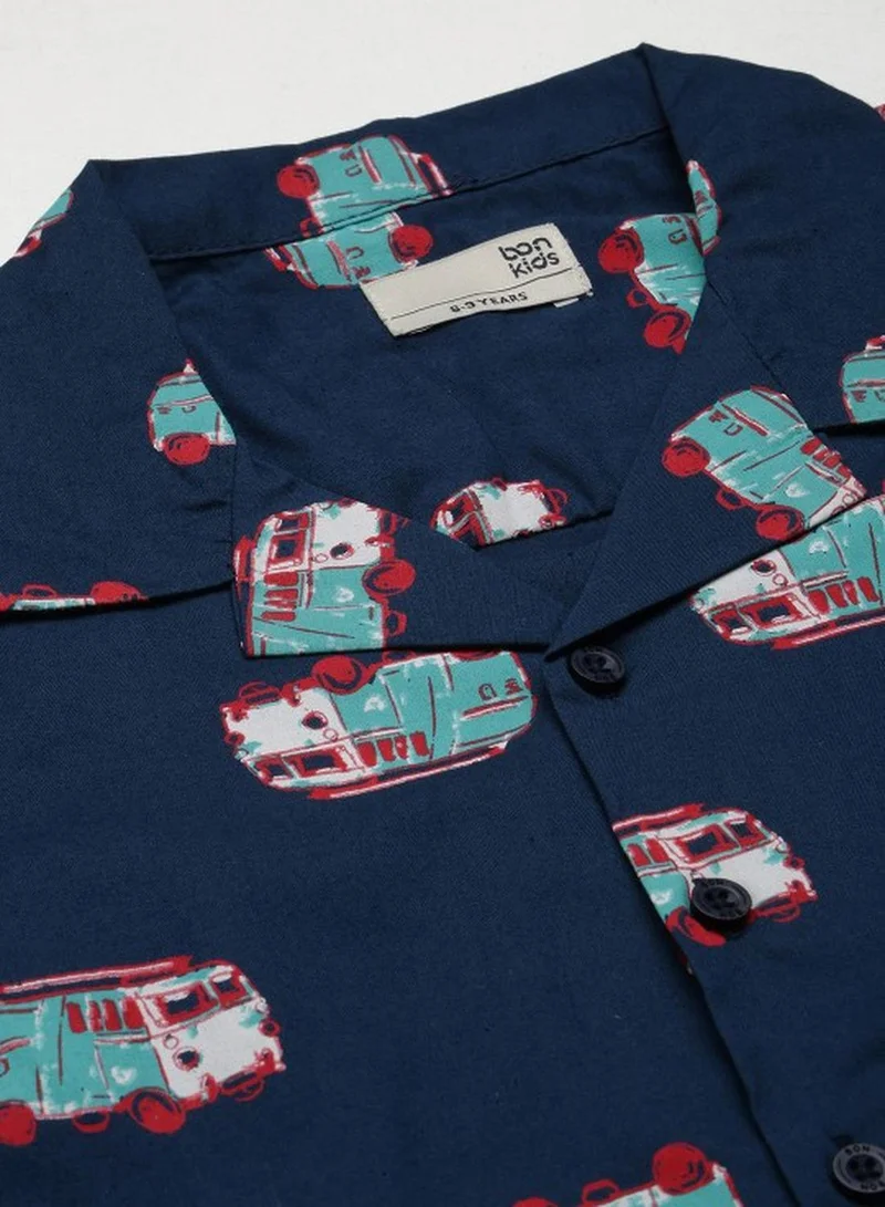Bonkids Regular Long Sleeve Printed Cotton Shirt For Boys 100 % Cotton