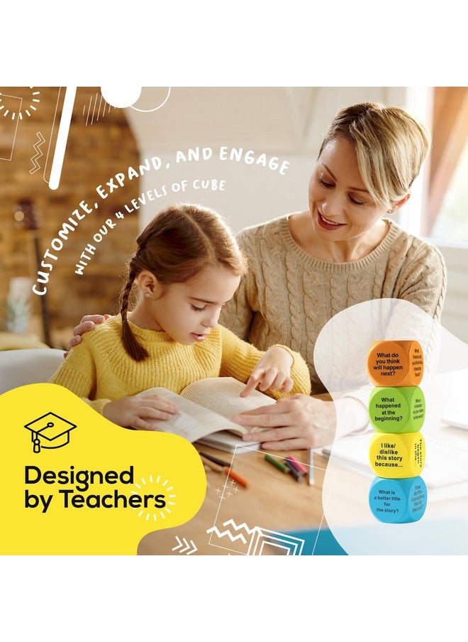 BETTERLINE Interactive Reading Comprehension Cubes Set - Educational Learning Dice for Kids, Teachers, and Parents - 4 Levels, 24 Questions - Learning Games for Kids, Classroom and Home Learning Tools  - Image 4