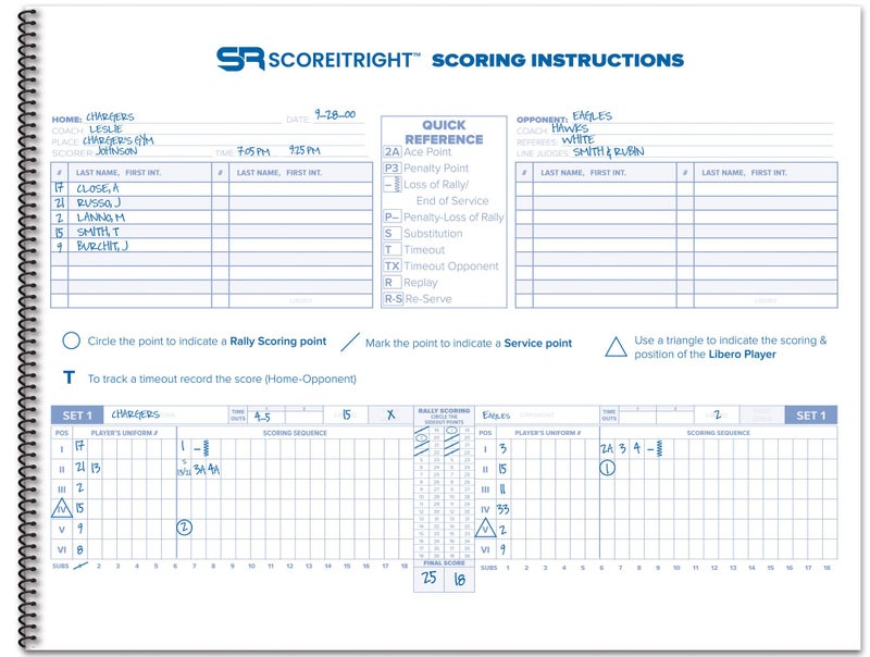 Score It Right Volleyball Scorebook – 24 Match Spiral Volleyball Scorebook with Season Totals and Team Roster Sheet – Premium Paper Volleyball Score Sheet for Rally Scoring and Detailed Instructions - Image 2