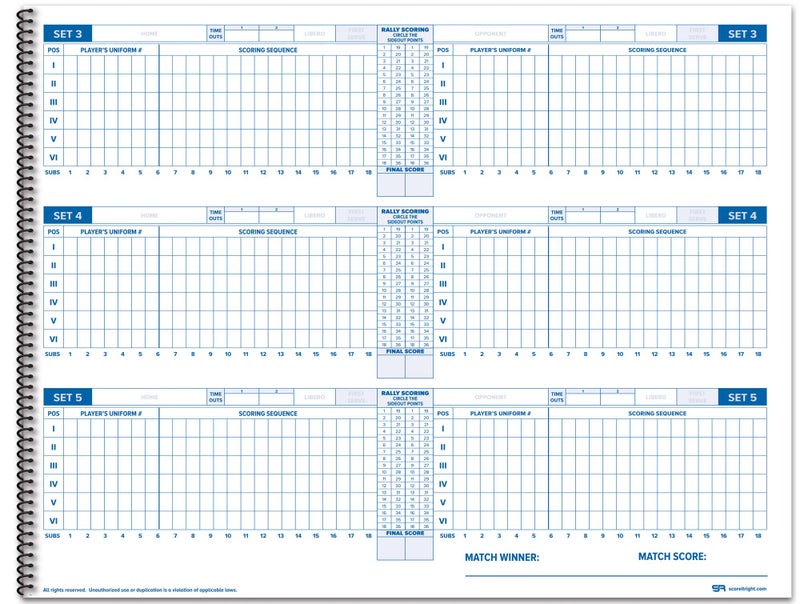Score It Right Volleyball Scorebook – 24 Match Spiral Volleyball Scorebook with Season Totals and Team Roster Sheet – Premium Paper Volleyball Score Sheet for Rally Scoring and Detailed Instructions - Image 4