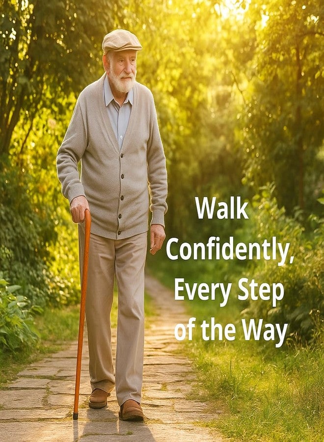 STANDARD CANE Wooden Walking Stick for Seniors | Handcrafted Cane with Curved Handle & Anti-Slip Rubber Tip | Lightweight, Durable Wooden Support Stick for Elderly Men & Women - Image 4