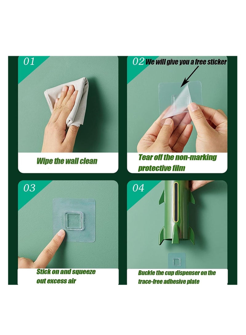 XiuWoo Cup Dispenser, Wall Mount Bathroom Holder Disposable Mouthwash Pull Type Water Cooler Paper Cup, Dispenser Organizer with Paste Plate for Home Office Hospital Gym - Image 2