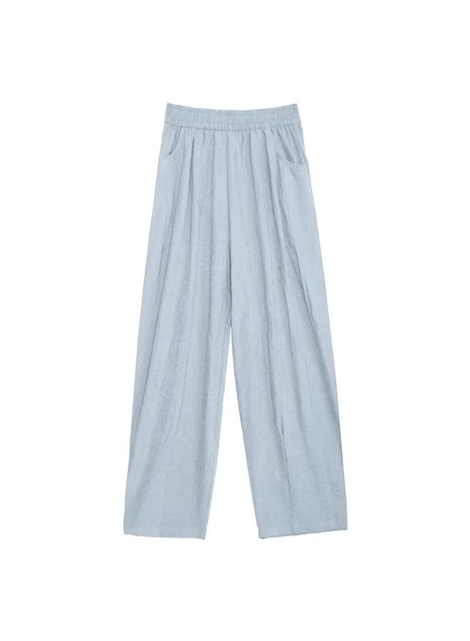 Yishangmei Ice Silk Wide-leg Pants For Women, Summer Lightweight Versatile Pee Nine-tenths Casual Pants, White Cool Quick-dry Loose Trousers - Image 2
