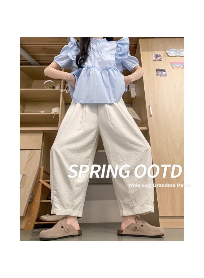 Yishangmei Ice Silk Wide-leg Pants For Women, Summer Lightweight Versatile Pee Nine-tenths Casual Pants, White Cool Quick-dry Loose Trousers - Image 3