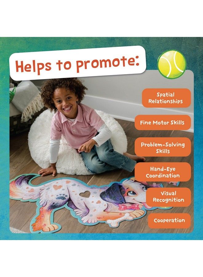 Peaceable Kingdom Shiny Puppy Floor Puzzle 43 Piece Giant Floor Puzzle For Kids Ages 3 & Up Fun Shaped Puzzle Pieces Great For Classrooms - Image 5