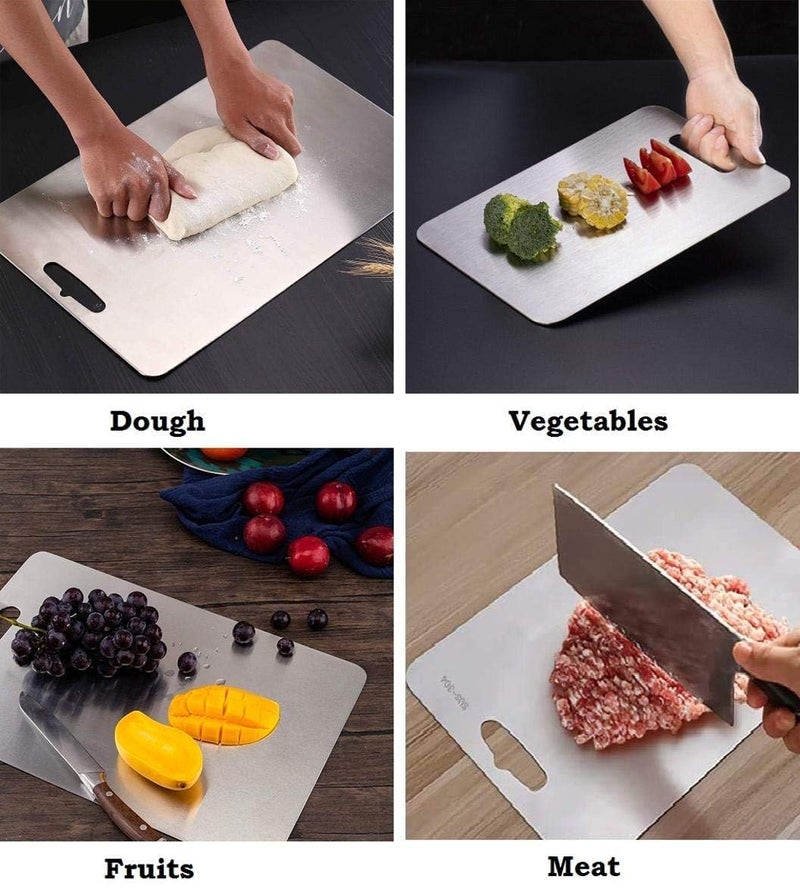Halsey Stainless Steel Chop Board Large for Kitchen - Chef's Steel Cut Board- Cut Board-chop Board Steel (CHOP Board Large (30X40) CMS) - Image 3