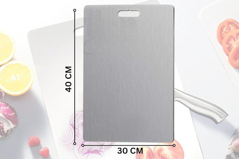 Halsey Stainless Steel Chop Board Large for Kitchen - Chef's Steel Cut Board- Cut Board-chop Board Steel (CHOP Board Large (30X40) CMS) - Image 2