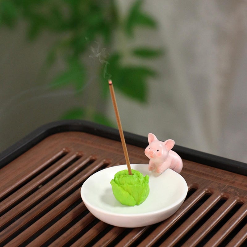 Animal Cabbage Resin Incense Holder Burner For Meditation Bedroom Yoga Room Decor - Image 3