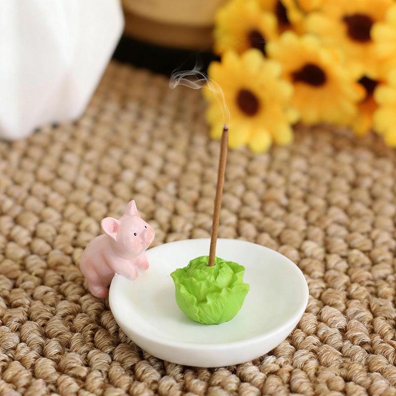 Animal Cabbage Resin Incense Holder Burner For Meditation Bedroom Yoga Room Decor - Image 4