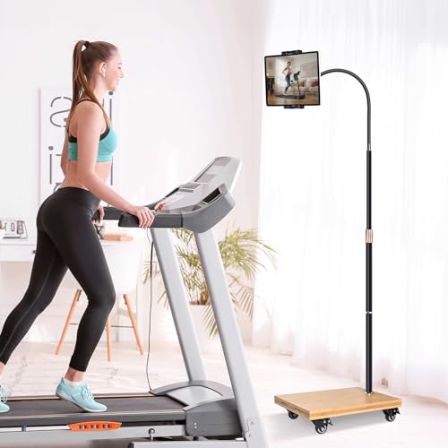 wishacc Tablet Floor Stand with Adjustable Gooseneck Mount, Swivels and Wheels for Bedside, Compatible with iPad, Galaxy Tab, Kindle and Phones - Image 2