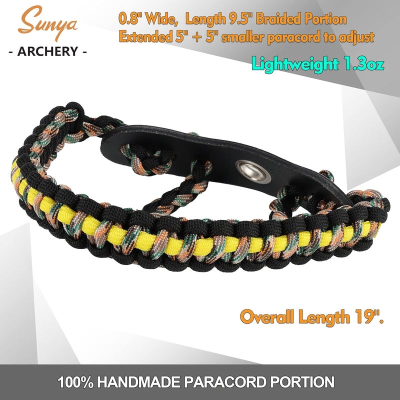 Sunya Archery Bow Wrist Sling, 550 Paracord Strap Comfortable on Hand.100% Full Grain Leather Yoke, Multiple Camo Colors.Fit Compound Bow Stabilizer & Recurve. - Image 4
