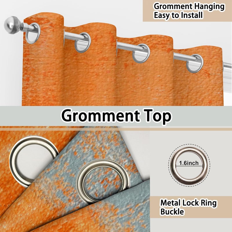 iTapnoom Abstract Orange Grey Blackout Curtains, Beige Aesthetic Art Painting Window Drapes Darkening Grommet Window Curtains for Living Room Bedroom Decor 2 Panels 52"x84" Inch - Image 4