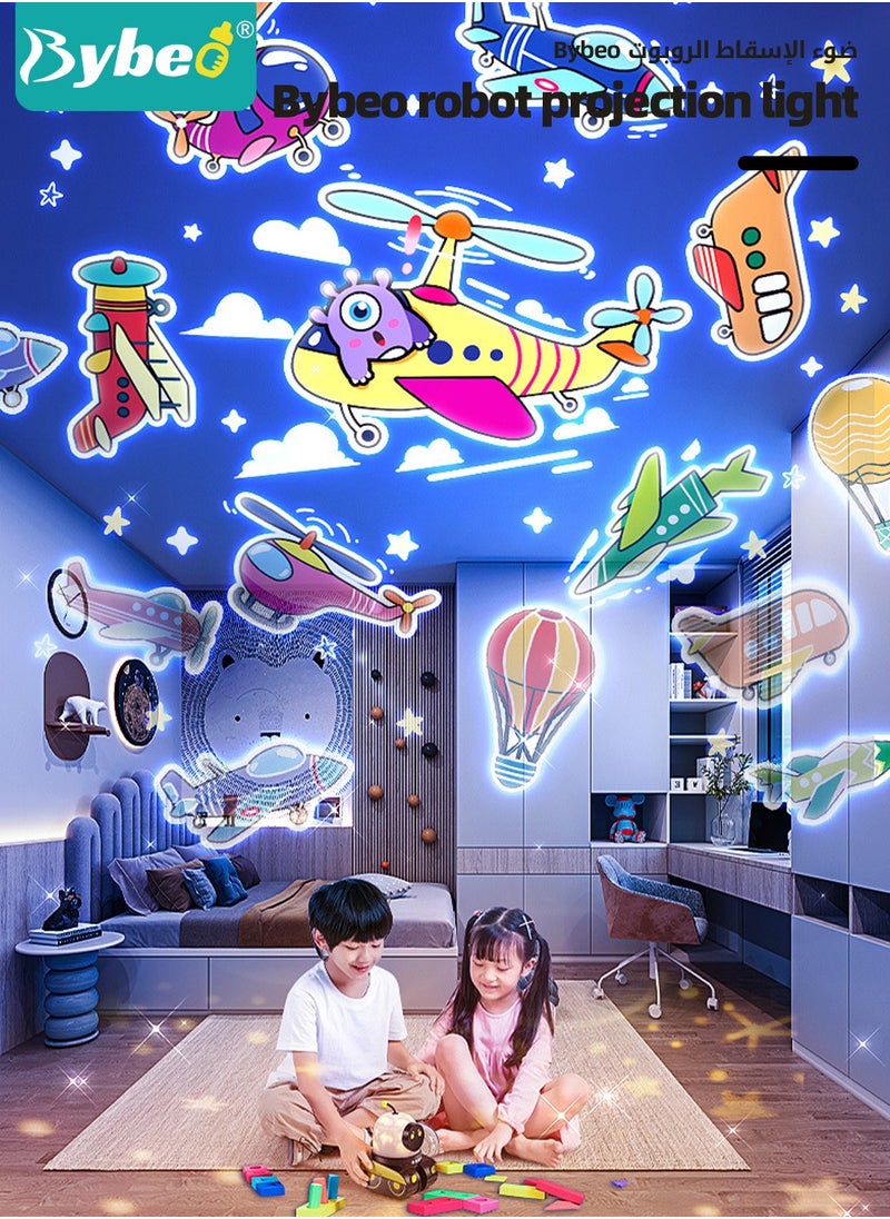 Bybeo Night Light Projector for Kids, Star Projector & Bluetooth Music, Robot Night Light, Rechargeable Lamp, Boy's Birthday Gift for Bedroom Decor, 360° Rotation and Bluetooth, 21 Scenes+6 Lights+ Music  - Image 2