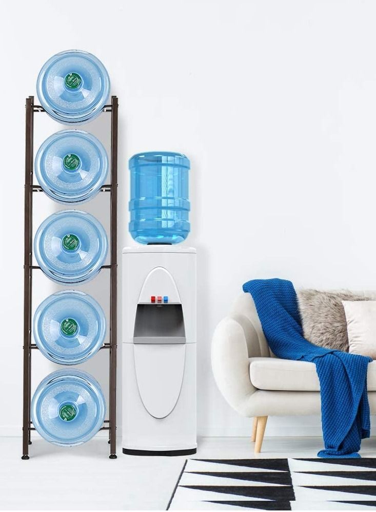 DubaiGallery حامل جركن الماء 5 طبقات لتخزين الماء لـ 5 زجاجات، حامل زجاجات ماء ثقيل قابل للفك - Image 4