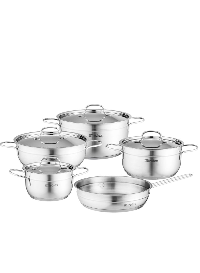 ميرولكس طقم قدور ستانلس استيل العالي الجودة مكون من 9 قطع - Image 1