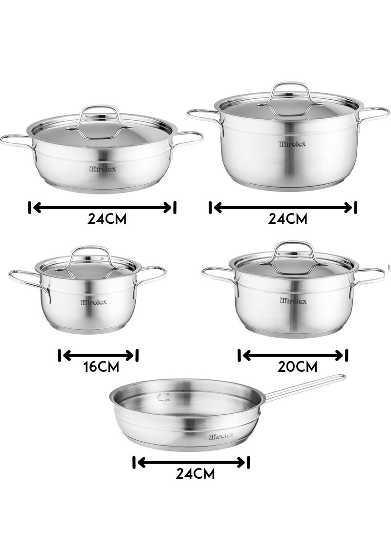 ميرولكس طقم قدور ستانلس استيل العالي الجودة مكون من 9 قطع - Image 2