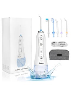 300ML Water Flosser Cordless for Teeth,Electric Teeth Flosser Dental with 5 Modes and 6 Jet Tips, IPX7 Waterproof, USB Charged Portable Teeth Cleaner with Travel Bag