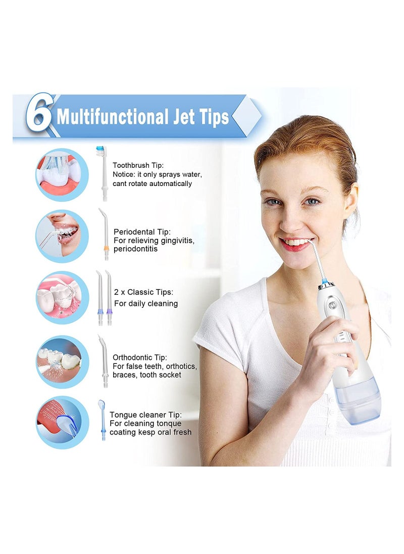 Faylor - 300ML Water Flosser Cordless for Teeth,Electric Teeth Flosser Dental with 5 Modes and 6 Jet Tips, IPX7 Waterproof, USB Charged Portable Teeth Cleaner with Travel Bag - Image 1