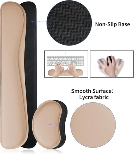 Bloss Leather Desk Pad and Keyboard Wrist Rest, Large Mouse Pad + Keyboard Pad+Mouse Wrist Support, Non-Slip Desk Mat Protector for Office, Home (35.4×15.7 Inches,Beige) - Image 4