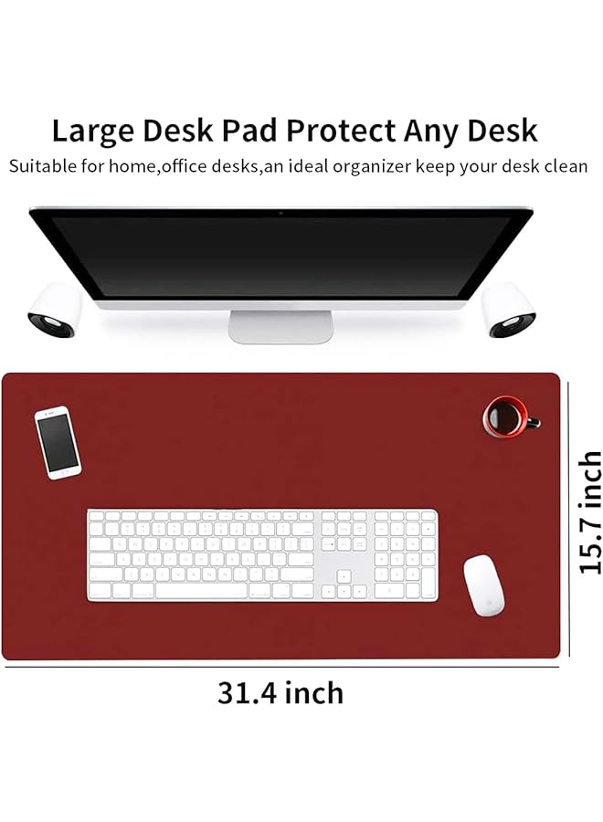 erorex Leather Desk Mat Protective Cover Mouse Pad Double Sided Color Non Slip Pu Leather Desk Mat Laptop Desk Mat 80 X 40Cm Waterproof Desk Writing Pad Suitable For Office And Home Black+Red - Image 3