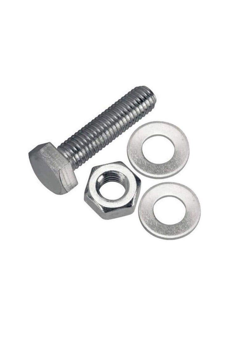 12 pcs Hex Head Screw Bolts Nuts & Washers Fully Thread GI Plain Finish Bolt Set. (10, 120MM) - Image 1