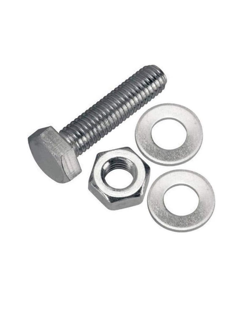 12 pcs Hex Head Screw Bolts Nuts & Washers Fully Thread GI Plain Finish Bolt Set. (10, 120MM) - Image 2