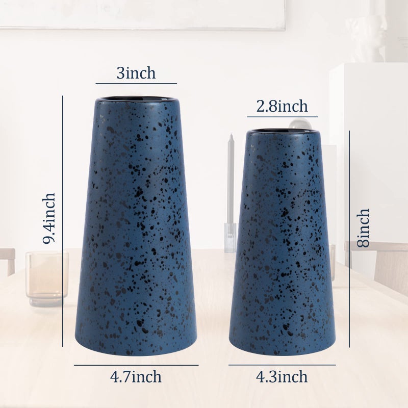 Bdor Ceramic Vase, Flower Vase Set of 2, Blue Vase for Room Decor, Modern Farmhouse Home DÃ©Cor Accents, Living Room Decor, Book Shelf, Mantel and Minimalism Dining Coffee Table Decor. - Image 3