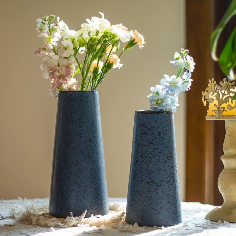 Bdor Ceramic Vase, Flower Vase Set of 2, Blue Vase for Room Decor, Modern Farmhouse Home DÃ©Cor Accents, Living Room Decor, Book Shelf, Mantel and Minimalism Dining Coffee Table Decor. - Image 5