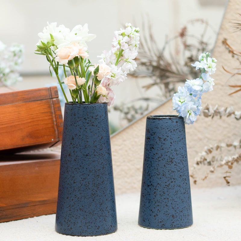 Bdor Ceramic Vase, Flower Vase Set of 2, Blue Vase for Room Decor, Modern Farmhouse Home DÃ©Cor Accents, Living Room Decor, Book Shelf, Mantel and Minimalism Dining Coffee Table Decor. - Image 2