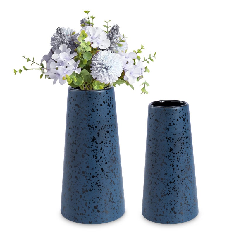 Bdor Ceramic Vase, Flower Vase Set of 2, Blue Vase for Room Decor, Modern Farmhouse Home DÃ©Cor Accents, Living Room Decor, Book Shelf, Mantel and Minimalism Dining Coffee Table Decor. - Image 1